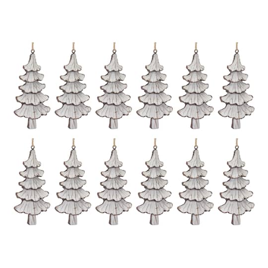 12ct. Carved Pine Tree Ornament